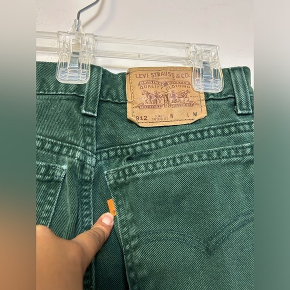 LEVI’S 912 Vtg 80s USA MADE Slim Fit Tapered Leg Orange tag Green Jeans tag 11 M - Picture 8 of 12